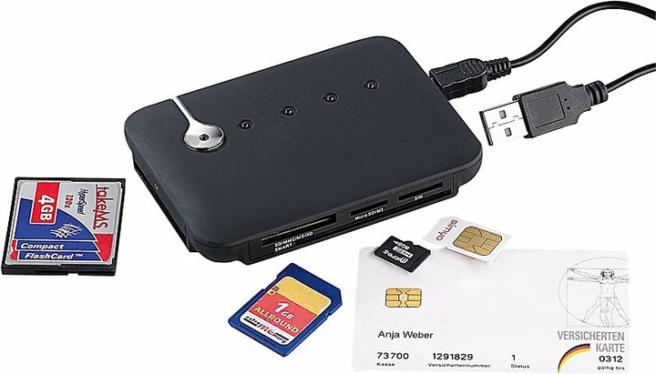 Produktbild C-enter Multi-Card- und SIM-Reader mit aktivem USB-2.0-Hub (USB 2.0)