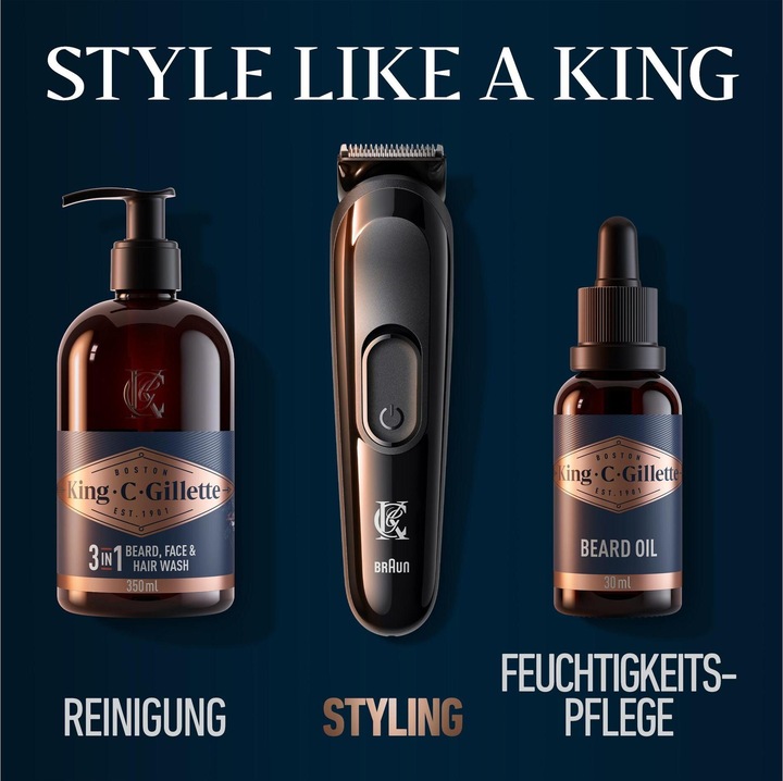 Actual product image Gillette KING beard trimmer + 3 combs