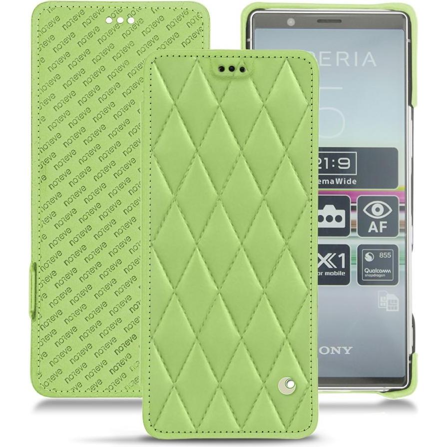 Noreve Lederschutzhülle horizontal (Sony Xperia 5), Smartphone Hülle, Grün