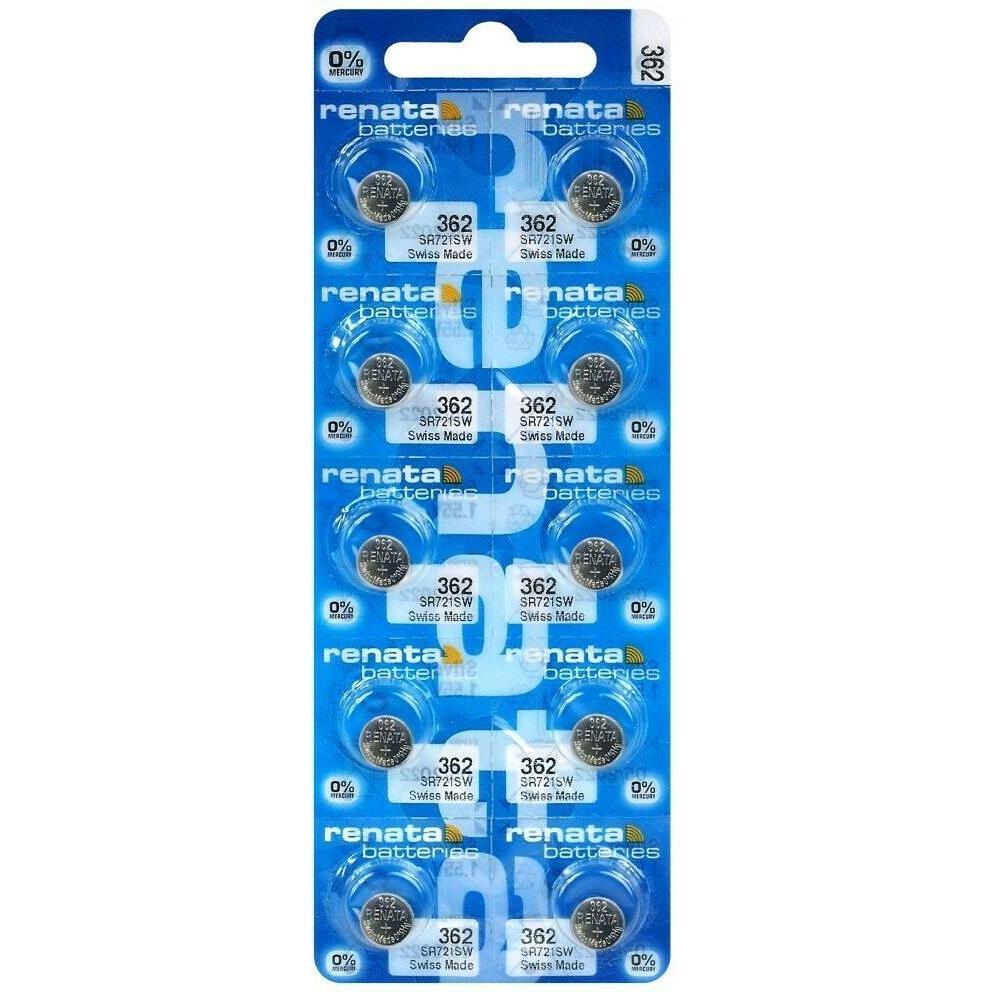 Renata 362 / SR721SW - 10 pile a bottone (10 pz., SR58 / SR721 / V362 / V361 / 362 / 361 / SG11, 23 mAh), Batterie + pile