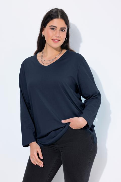 Actual product image Ulla Popken Back To Basics V-Neck Relaxed Fit Cotton Tee (42, 44)