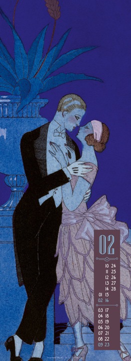 Actual product image Art Deco - Illustrations Calendar 2025 (24 x 66 cm, Hardcover, French, Spanish, English, German)