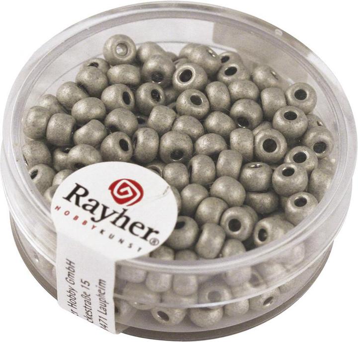 Produktbild Rayher Metallic-Rocailles, matt, 4mm ø, brillant silbe