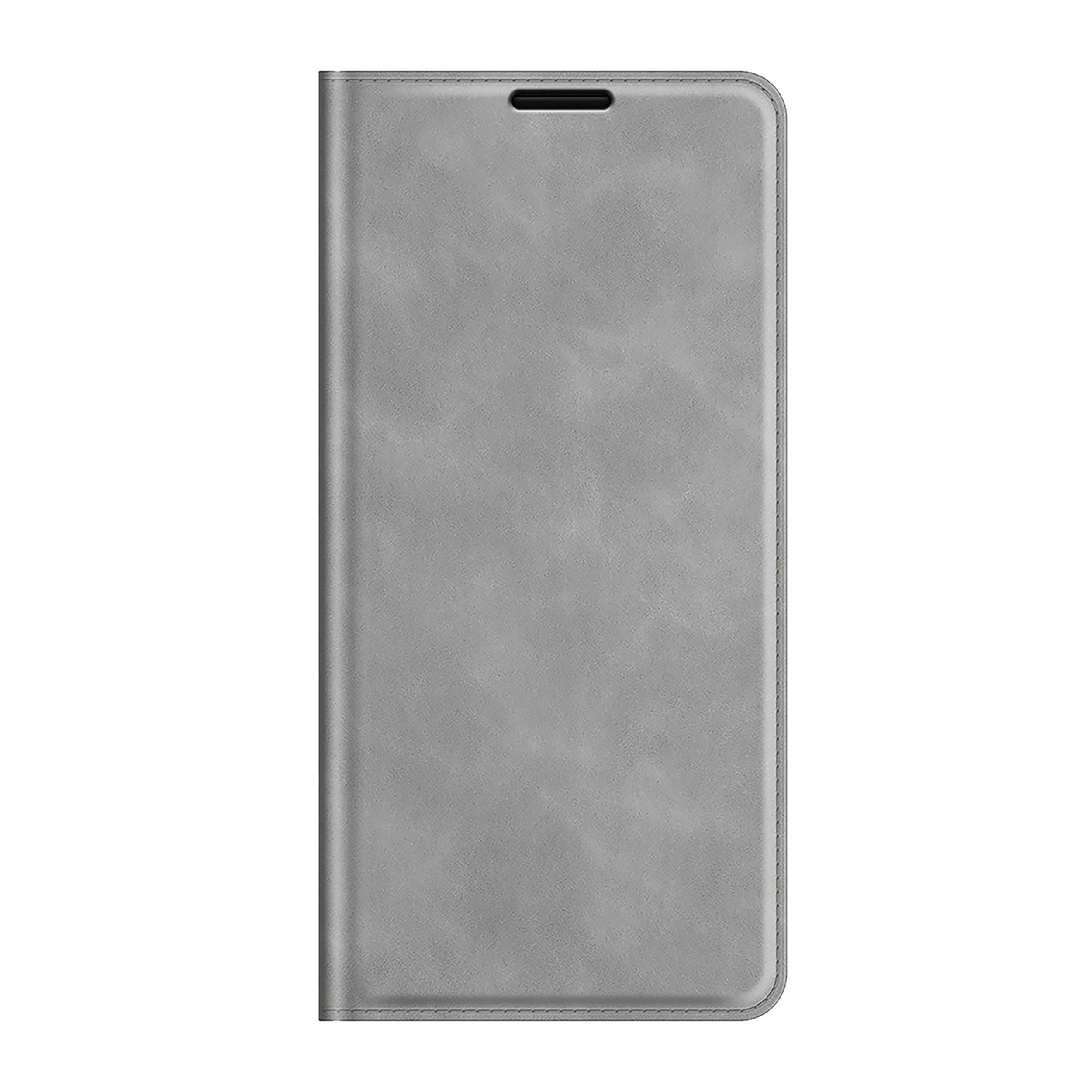 Cazy Book Case Kompatibel mit iPhone 15 Pro - Hülle klappbar Magnetisch Kunstleder - Grau (Apple iPhone 15 Pro), Smartph...