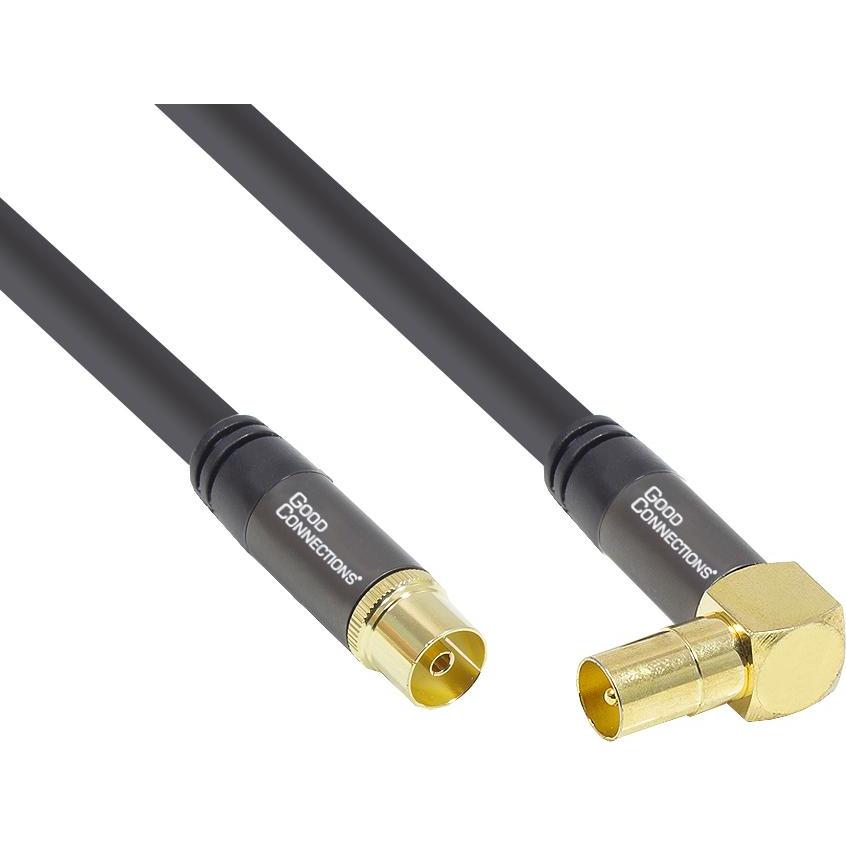 Good Connections SAT Antennenkabel SmartFLEX, IEC/Koax Stecker abgewinkelt an Buchse, vergoldet, vierfach geschirmt (120...