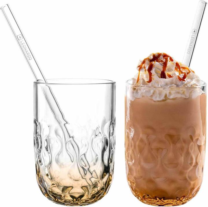 Produktbild Leonardo Latte Macchiato Becher Gocce 390 ml, 2 Sück, Orange (390 ml, 2x)