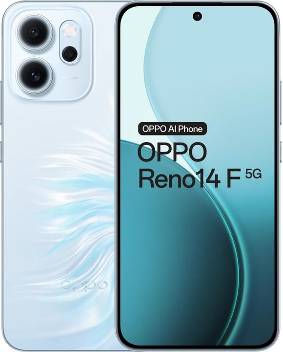 Actual product image OPPO Reno14 F (256 GB, Opal Blue, 6.57", Dual SIM, 5G)