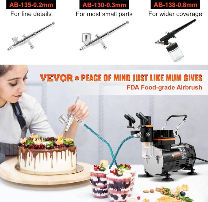 Actual product image Vevor Dual Action Airbrush Spray Gun Set
