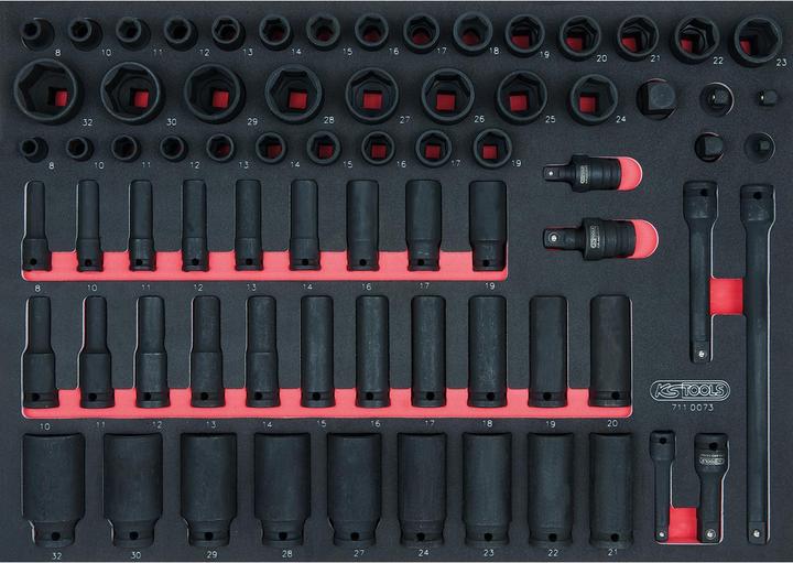 Actual product image KS Tools 3/8"+1/2" SCS power socket set, 73 parts, insert whole thrust surface