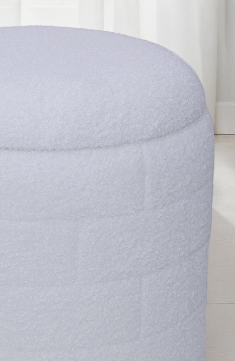 Produktbild FineBuy Sitzhocker Stoffhocker mit Stauraum 40 cm Weiss rund abnehmbarer Deckel