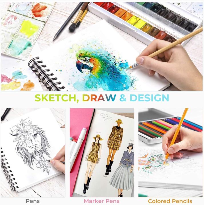 Immagine prodotto Ohuhu Mix Media Kunst-Skizzenbuch, 62 Blatt, 22.5 x 21 cm (22,5 x 21 cm, Nessuna, Copertina morbida)