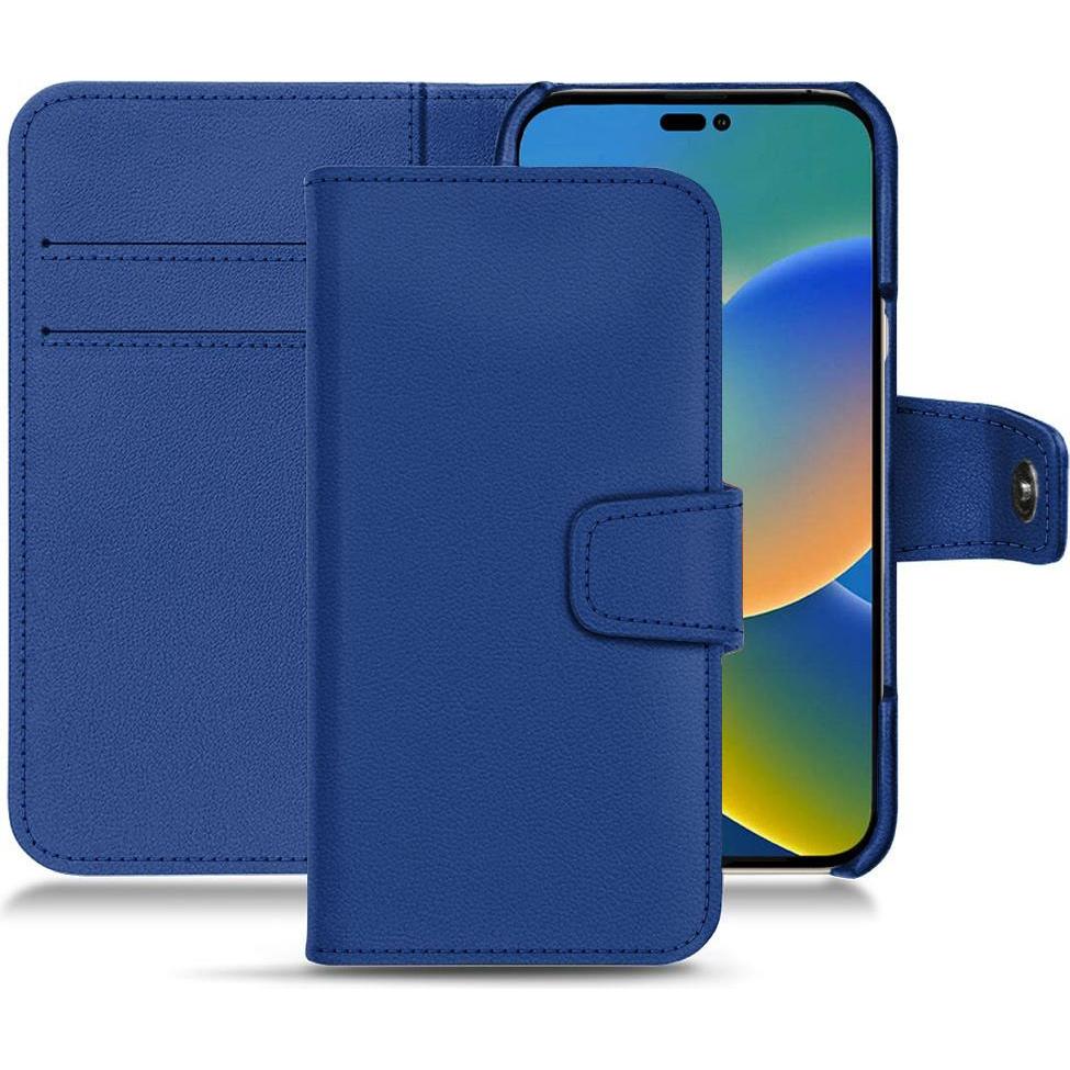 Noreve Lederschutzhülle Apple iPhone 14 (Apple iPhone 14), Smartphone Hülle, Blau