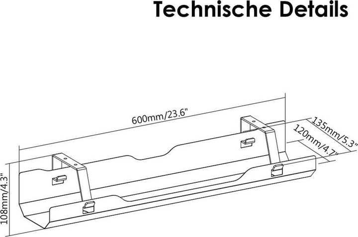 Produktbild myWall Schreibtisch-Kabelmanagment (Kabeldurchlass, 60 cm)