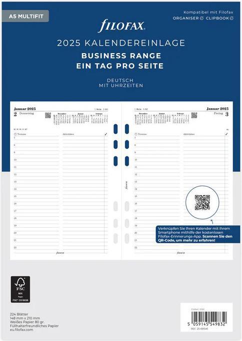 Filofax A5 INH.1T/SEITE DEUTSCH (A5, 1 Tag / 1 Seite)