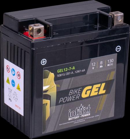 Intact GEL12-7-A Bike-Power GEL 8Ah motorcycle battery (DIN 50813) 12N7-4A / YB7-A (12 V, 8 Ah, 130 A)