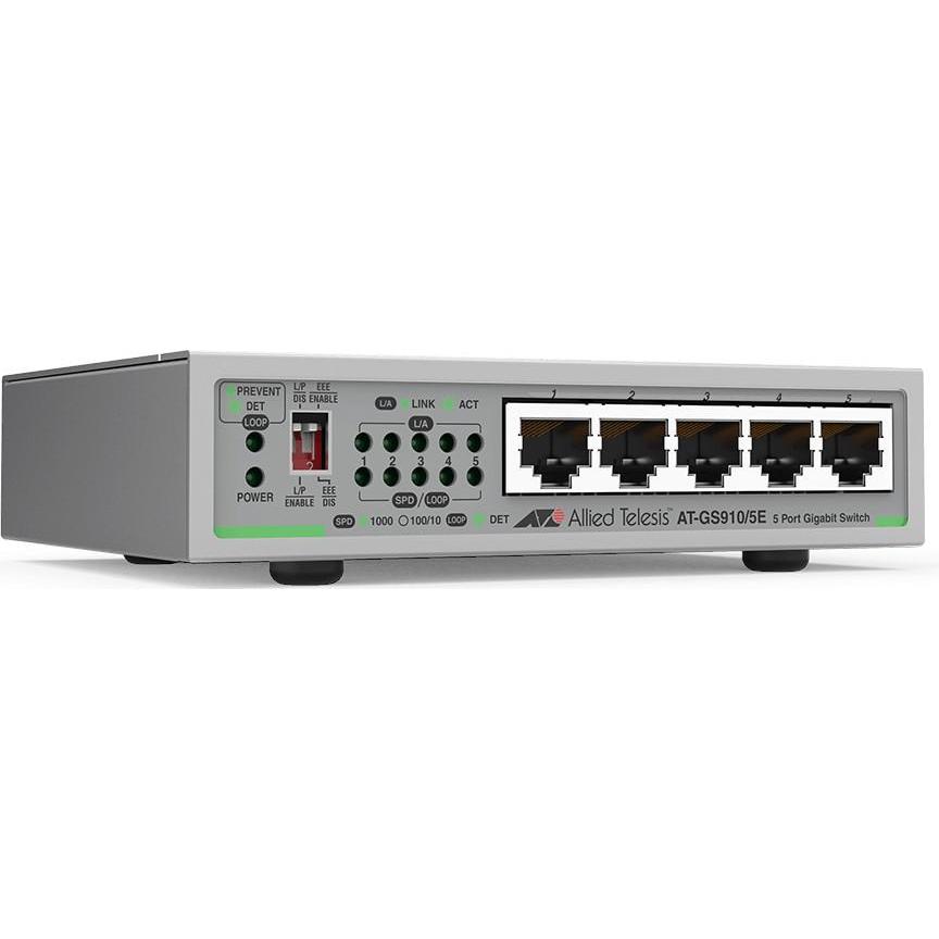 Thumbnail - Allied Telesis L2 UM. GE 5P EXT.PSU (5 Ports), Netzwerk Switch, Grau