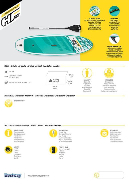 Image du produit Bestway HF SUP Set Huakai'I 305x84x15cm (10')