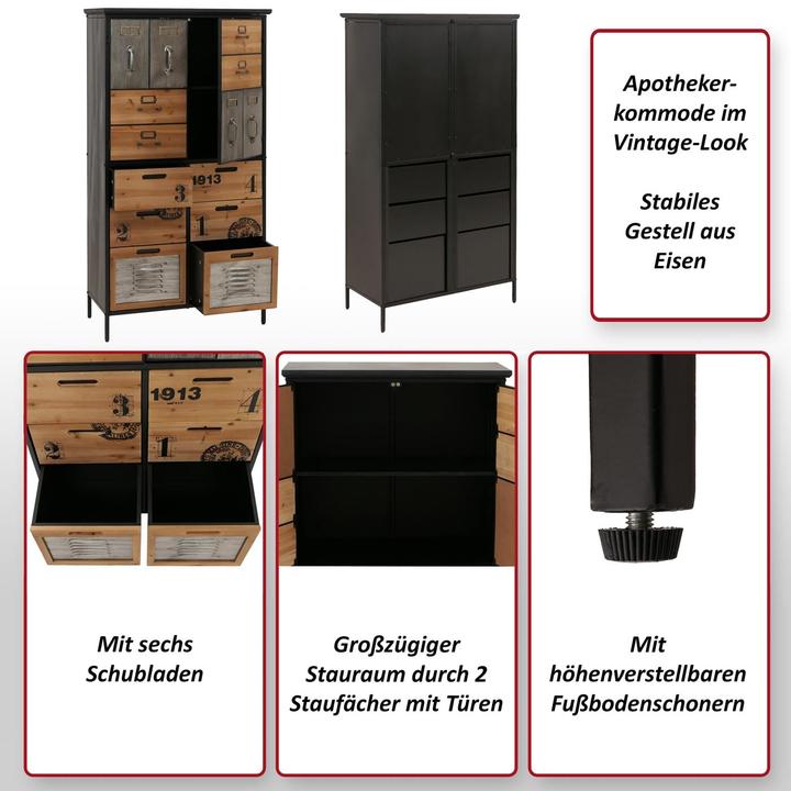 Produktbild JOHN316 Apothekerkommode (73 x 35 x 136 cm)