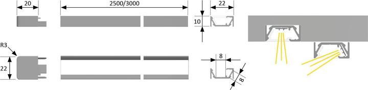 Produktbild Halemeier ChannelLine G opal 10er Set L=2500 Alu-und Abdeckprofil