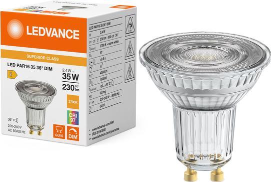 Image du produit Ledvance OSRAM LED PAR16 35 36° DIM S 2.4W 927 (GU10, 2.40 W, 230 lm, 1 x, E)