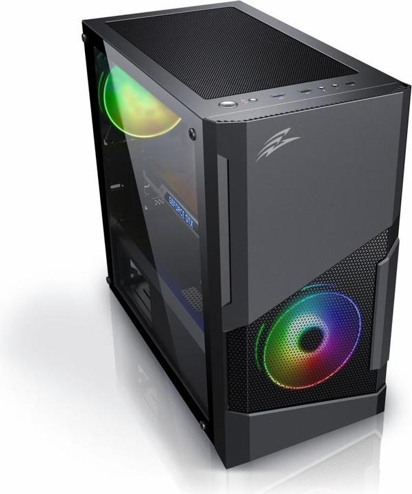 Actual product image Evolveo M5, case mATX, 2x USB2.0 / 1x USB3.0 / 3x120mm LED / černý s průhlednou bočnicí (Mini-ATX)