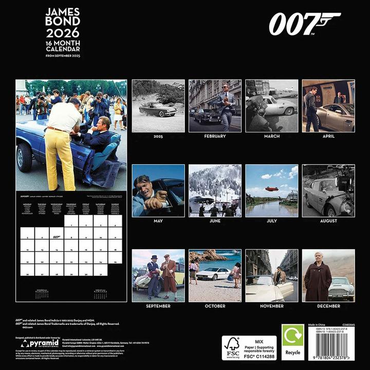 Actual product image James Bond 2026 Square Wall Calendar