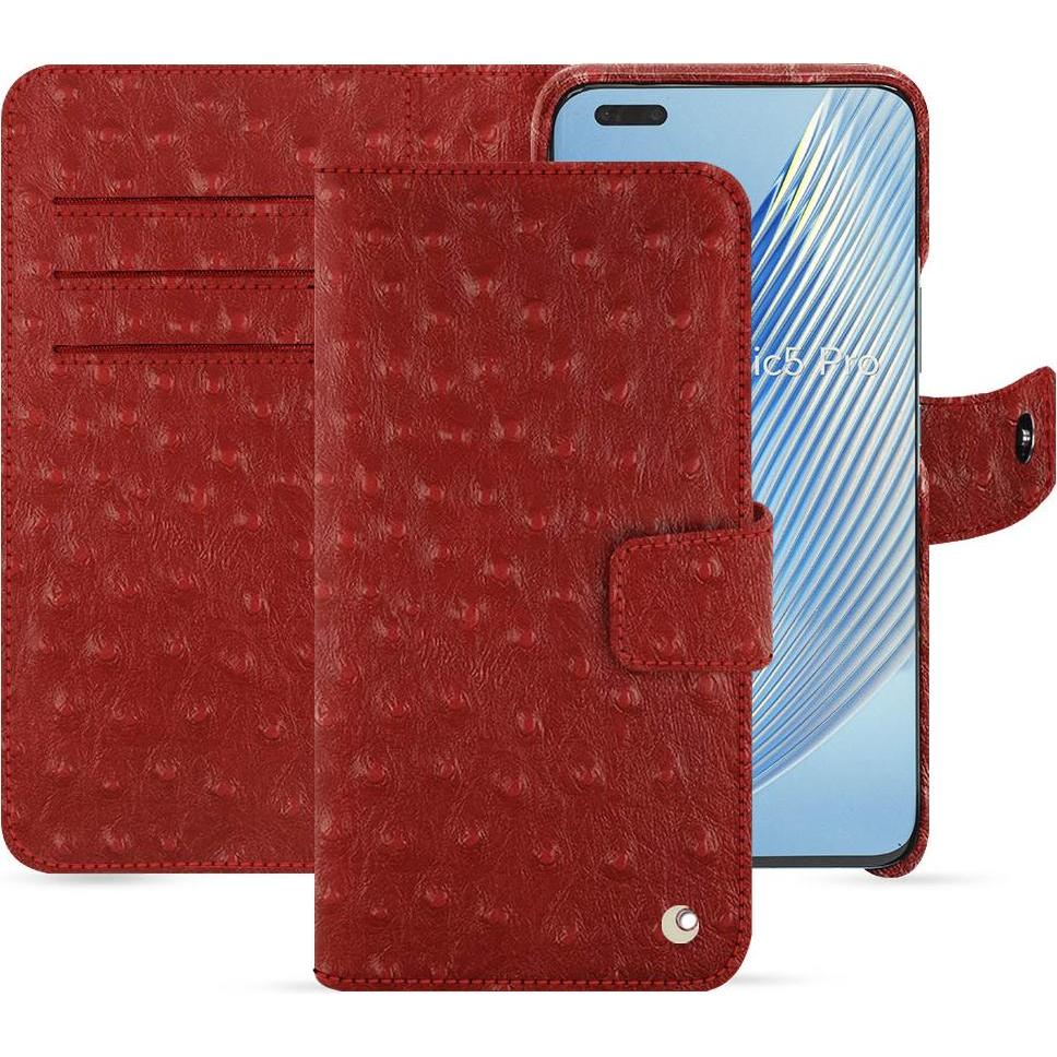 Noreve Lederschutzhülle Honor Magic5 Pro (Honor Magic5 Pro), Smartphone Hülle, Rot