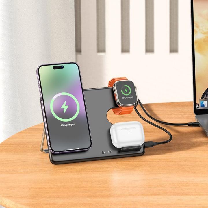 Produktbild Hoco - Charging Station Geek (CQ1) - for Phone, Headset and Apple Watch, Type-C Input, 15W - Black (15 W)