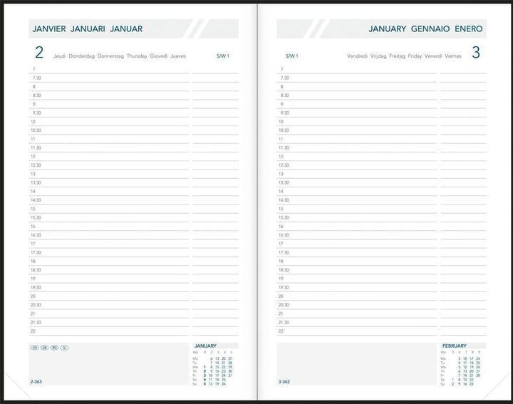 Image du produit Aurora Agenda Balacron Folio 2025 FA211Z 1T/1S schwarz ML 14x21cm (1 jour / 1 page)