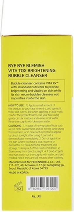 Immagine prodotto Some By Mi Bye Byeemish Vita Brightening Bubble Cleanser Schiuma detergente nutriente per il viso 120G (Schiuma detergente)