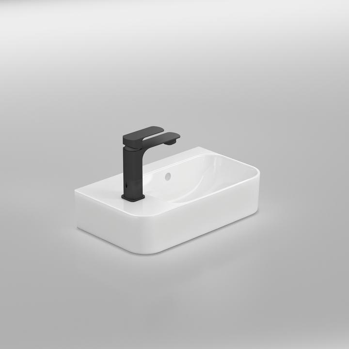 Produktbild Emke Wandwaschbecken 450 x 265 x 156 mm, Rechteckig, Keramik, Hahnloch rechts, Weiss glänzend (265 mm, 450 mm)