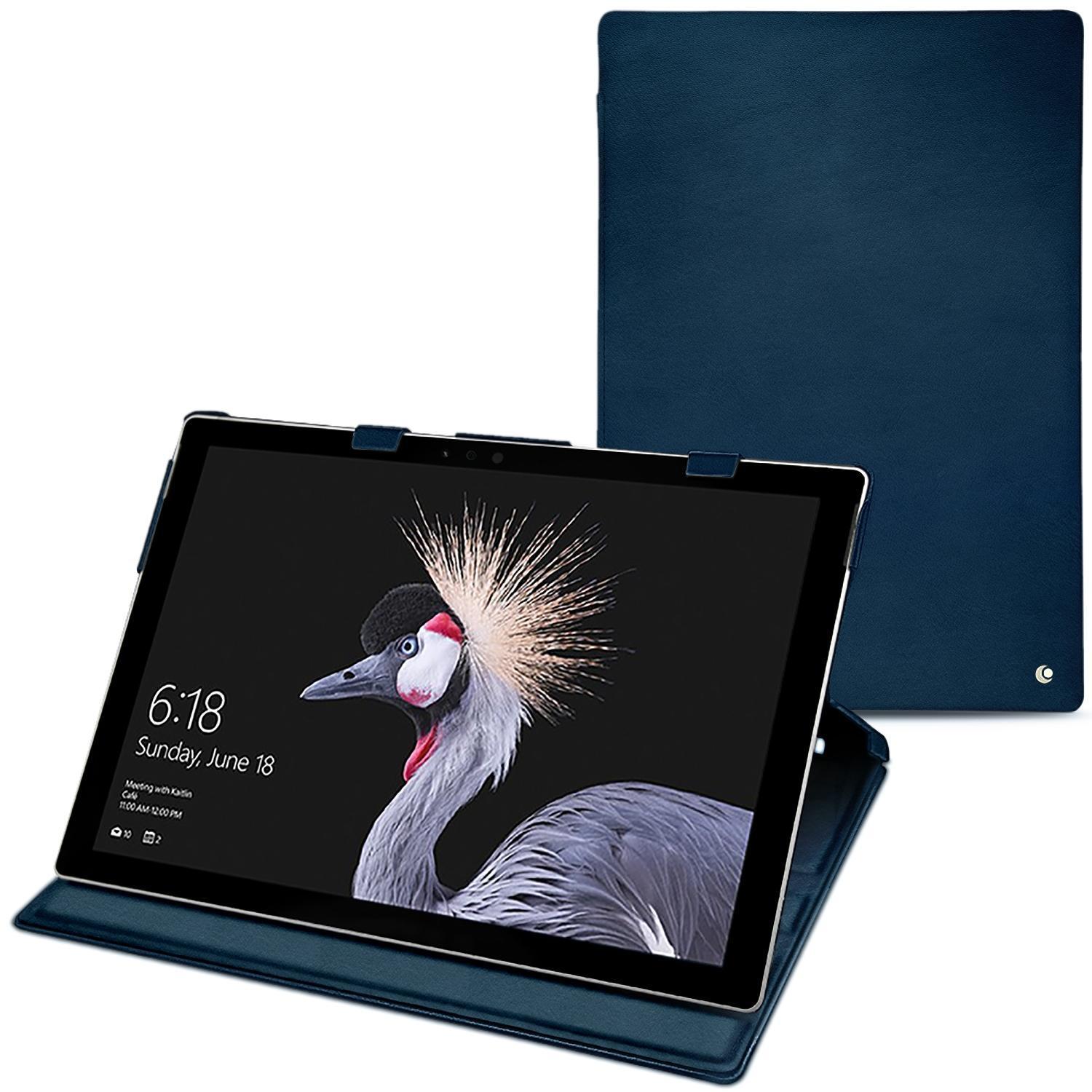 Noreve Lederschutzhülle vertikal (Surface Pro (2017)), Tablet Hülle, Blau