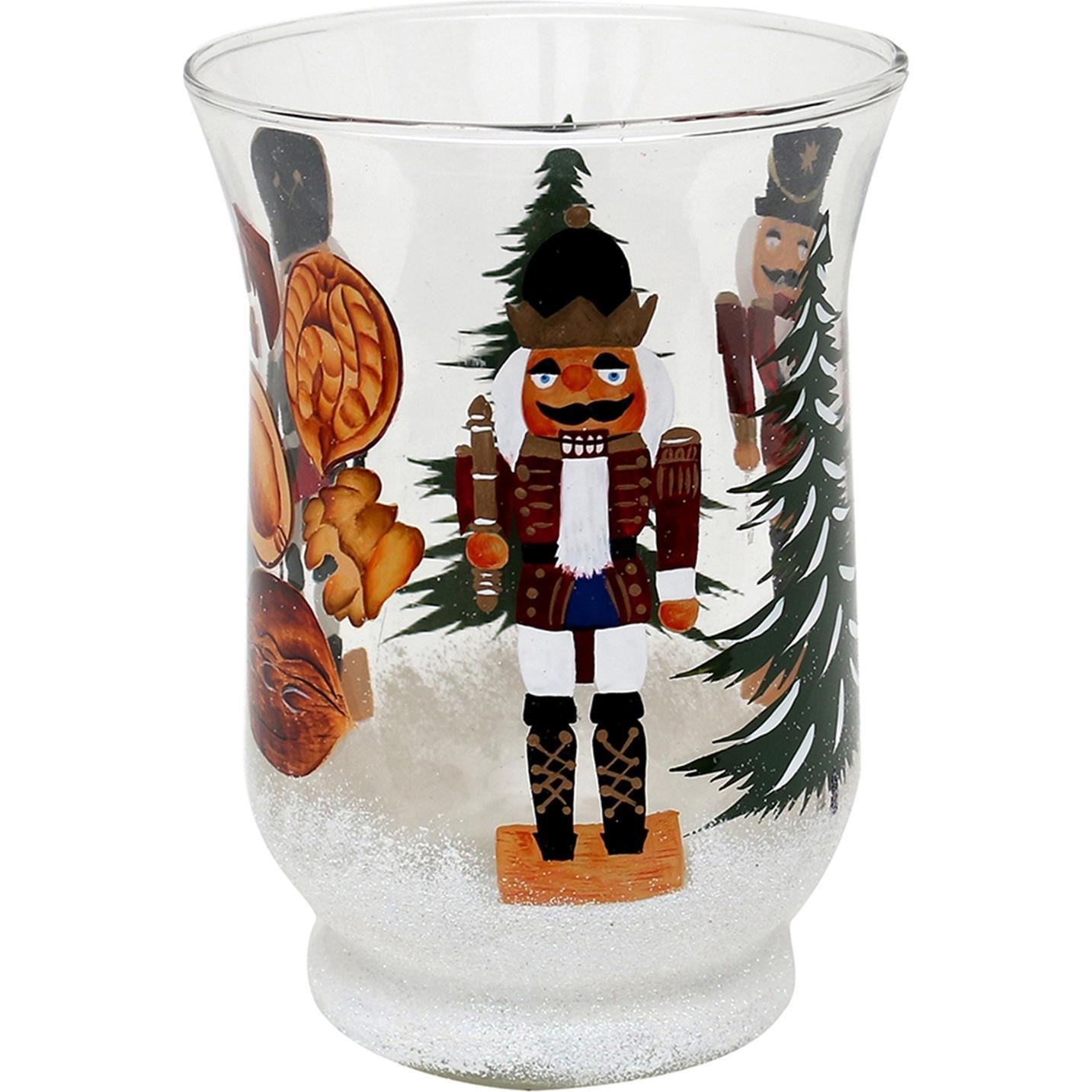 Thumbnail - SIGRO, Windlicht, Teelichthalter Ø 11 cm Glas mit Weihnachtsmotiv (1 x, 11 x 11 x 15 cm)