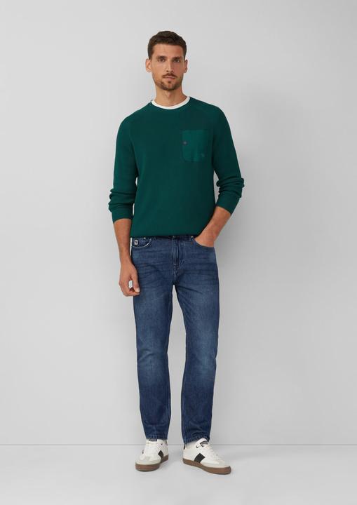 Produktbild s.Oliver Strickpullover Strickpullover mit Brusttasche und Druckknopf (XL)