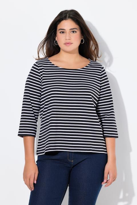 Immagine prodotto Ulla Popken Maglia classica con righe, scollo rotondo e maniche a 3/4 (46, 48)