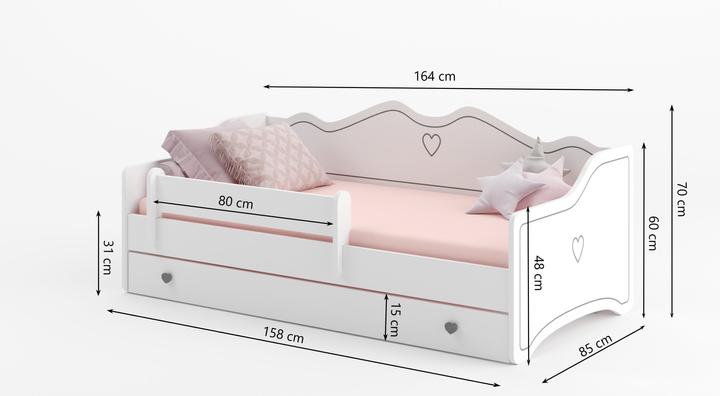 Produktbild ADRK Furniture Bett mit Matratze EMKA Pink, White 160x80 (80 x 160 cm)