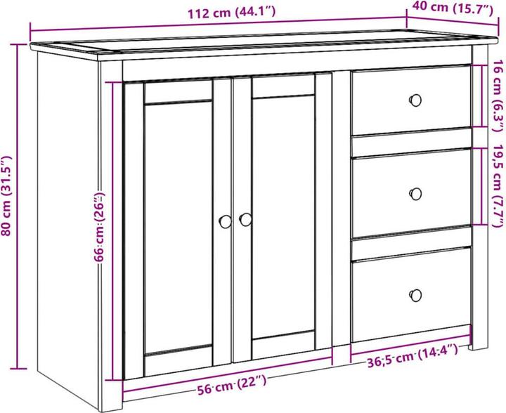 Produktbild vidaXL Sideboard (40 x 40 x 80 cm)