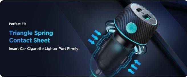 Image du produit Joyroom Chargeur de voiture multi-couleurs avec USB-A+USB-C 60W - Noir