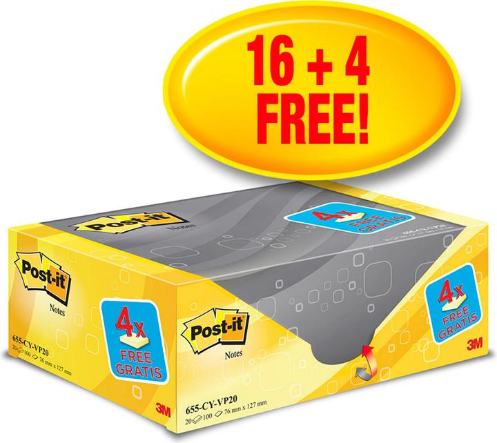 Actual product image Post-it Adhesive notes package yellow (76 x 127 mm)