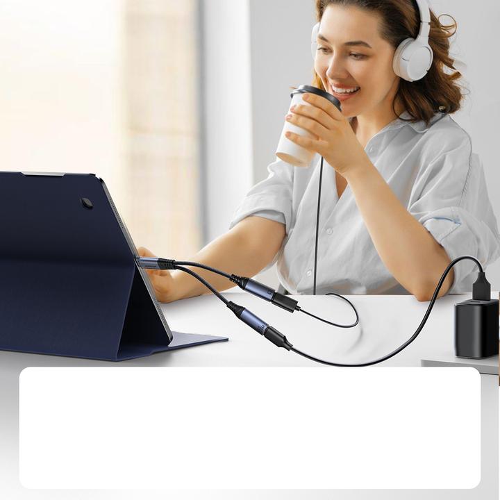 Image du produit Joyroom 2-in-1 Audio Adapter USB-C to Dual USB-C Cable (USB Type C, USB Type C)