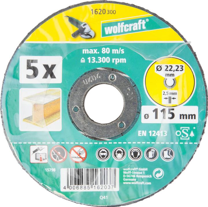 Produktbild wolfcraft 5 Trennscheiben Metall ø115x2,5x22,2mm