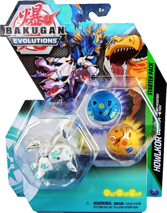Actual product image Bakugan Evolutions' Starter Pack with 3 (Ultra Haos Howlkor, Basic Aurelus Trox, Basic Aquos Pegatri