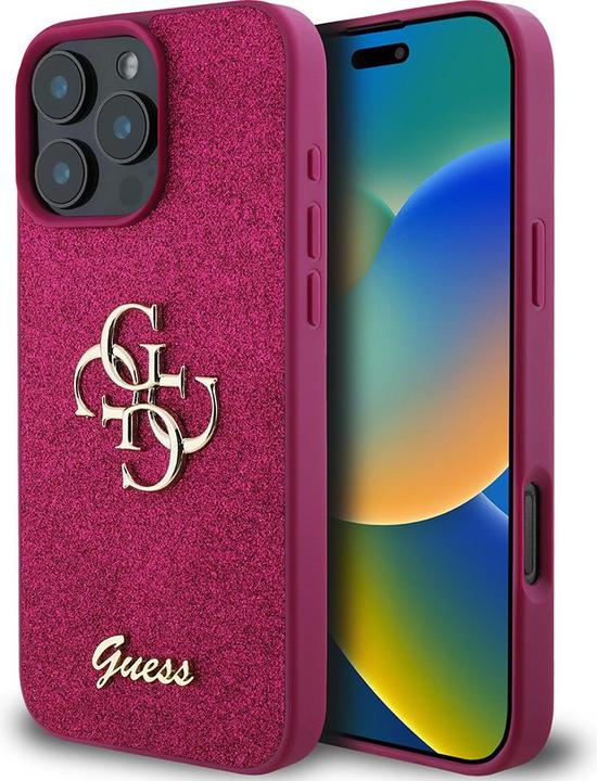 Immagine prodotto Guess GUHCP16LHG4SGU Custodia rigida iPhone 16 Pro 6.3" viola/viola Glitter Script Big 4G
