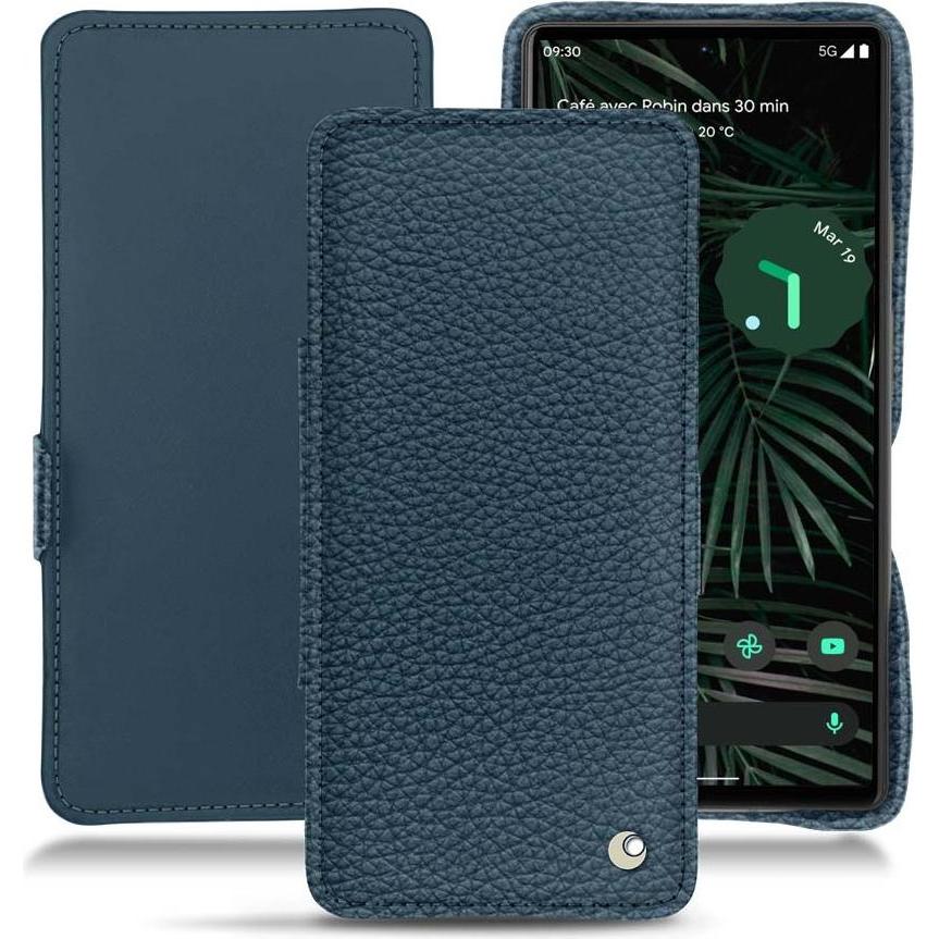 Noreve Lederschutzhülle horizontal (Google Pixel 5, Google Pixel 6 Pro), Smartphone Hülle, Blau