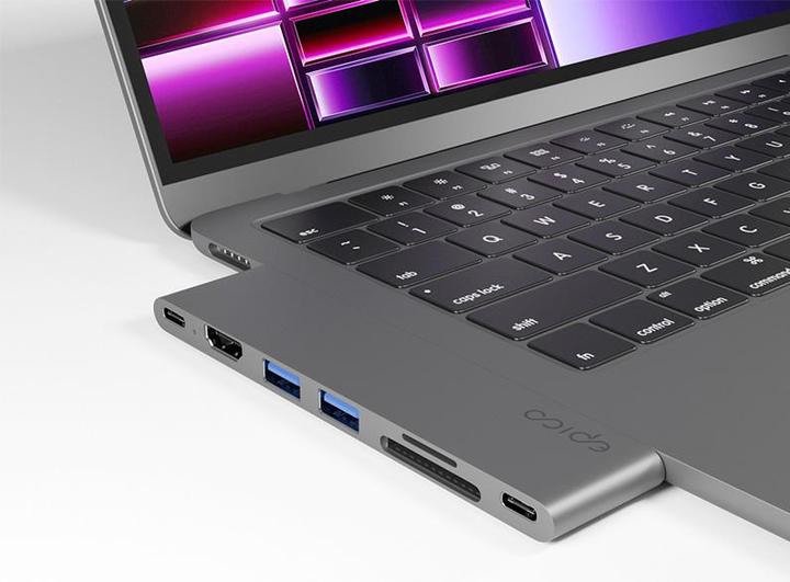 Actual product image Epico 7in1 Pro Hub with USB-C connector (USB-C, 7 Ports)
