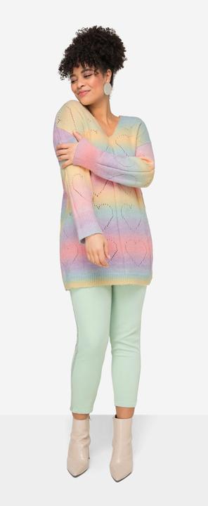 Produktbild Miamoda Pullover, Farbverlauf, Herz-Ajourmuster, V-Ausschnitt, Langarm (50)
