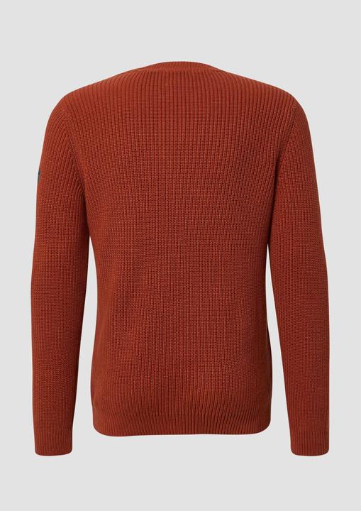 Produktbild s.Oliver Strickpullover Strukturierter Baumwoll-Pullover mit Label-Patch (XXL)