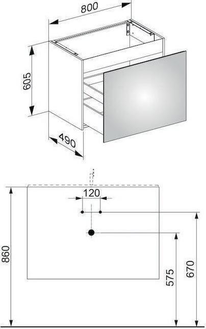 Produktbild Keuco Waschtischunterbau X-LINE 800x605x490mm Inox