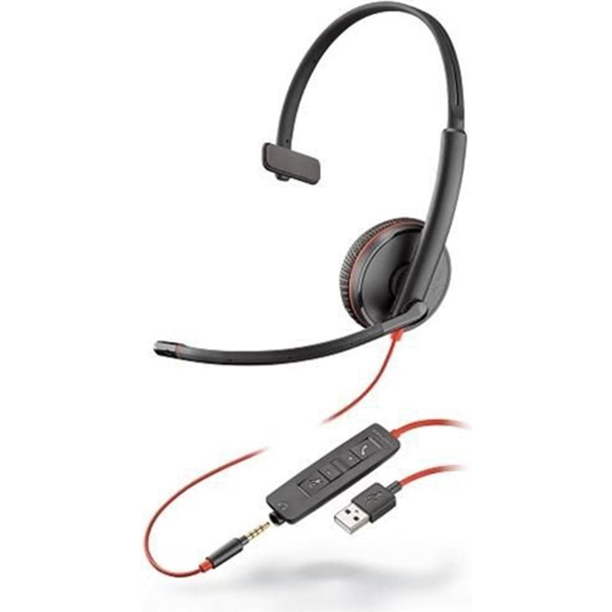 Poly Blackwire 3215 USB Mono (Kabelgebunden, USB-A), Office Headset, Schwarz