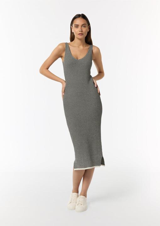 Image du produit Comma Kleid Strickkleid aus Baumwolle mit Streifen (46)